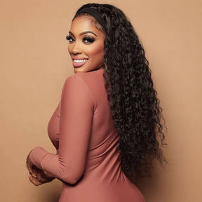 Water Wave Human Hair Headband Wigs 100% Virgin Hair Beginner