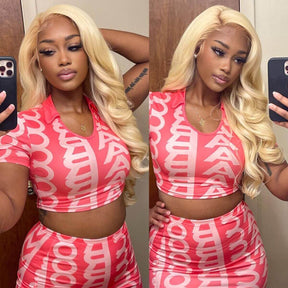 Pizazz Hair 613 Blonde Body Wave  13x6 HD  Lace Front Wigs 180% Density