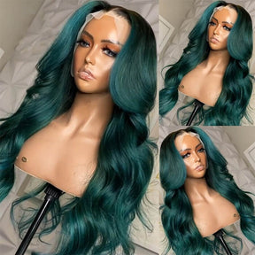 Dark Green Color 13*4 HD Lace Front Wigs Body Wave 4*4 HD Lace Closure Wigs 100% Human Hair