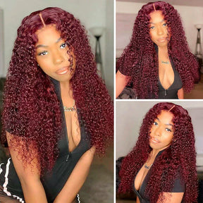 99j Burgundy Curly Lace Front Human Hair Wigs 13*4/13*6/5*5 Glueless HD Lace Wigs Pre Plucked