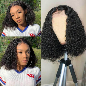 Jerry Curly Wear & Go Glueless Bob Wigs Pre Cut Lace Closure Wig with Natural Hairline Beginner Friendly