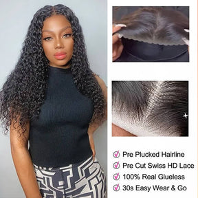 Air Wig 13x4 HD Lace Curly Human Hair Wigs Wear & Go Pre Cut Lace Glueless Lace Front Wigs