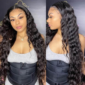 Loose Deep Wave 360 HD Invisible Lace Frontal Human Hair Wigs with Pre Plucked Hairline
