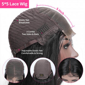 Body Wave 5x5 Lace Closure Wig Pre Plucked Affordable Human Hair Wigs