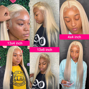 Honey Blonde 613 Color Silk Straight Lace Front Human Hair Wigs Preplucked HD Lace
