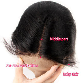 Body Wave 4x4 Lace Closure Middle Part 100% Human Virgin Hair Natural Color-Pizazz Hair