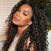 HD Transparent 13x4 5x5 Blonde Highlight Lace Frontal Wig Curly Human Hair Wigs