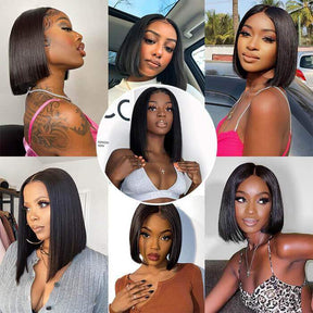 Short Straight Bob Wigs Glueless HD Lace Front Wigs Pre Plucked 100% Human Hair Bob Wigs