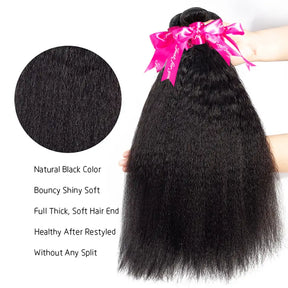 Kinky Straight 3 Bundles Hair Weft With 4x4 Lace Closure Virgin Human Hair