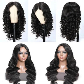 Body Wave Glueless Thin Part Wig V Part Wig Human Hair Wigs Wear And Go Wig
