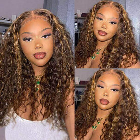 4/27 Highlight Lace Front Wigs 100% Human Hair Deep Wave Highlight Wigs | Real HD Lace
