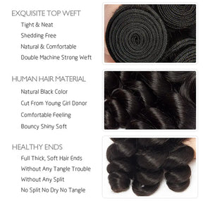 Loose Wave 3 Bundles With 4x4 Lace Closure