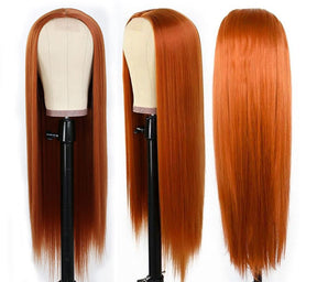 Ginger Orange Color Straight Hair 4x4 5x5 Lace Closure Wigs Preplucked 100% Human Hair Wigs-Pizazz Hair