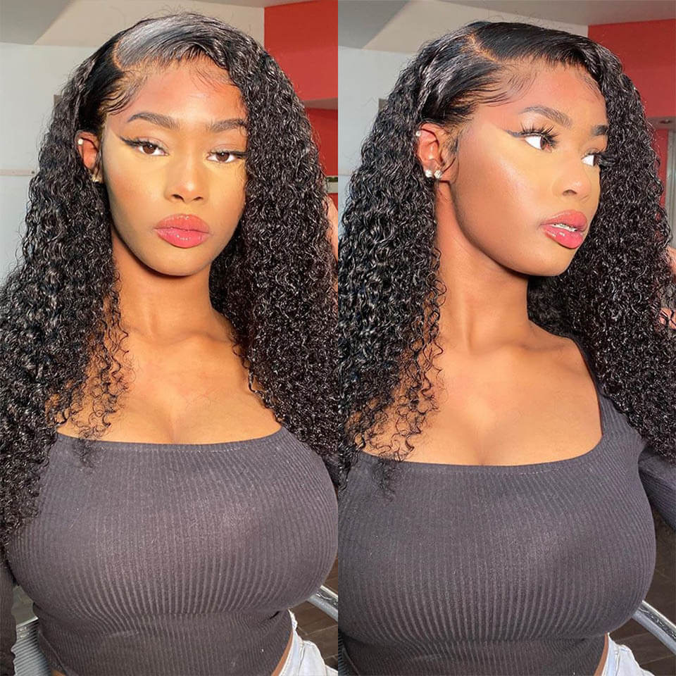 Full Jerry Curly Wig 4x4 HD Lace Closure Human Hair Wigs Beginner Friendly