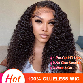 Air Wig 13x4 HD Lace Curly Human Hair Wigs Wear & Go Pre Cut Lace Glueless Lace Front Wigs