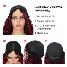 V Part Human Hair Wigs