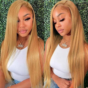 Sunlit Honey Blonde Glueless Lace Front Wig #27 Colored Human Hair Wigs