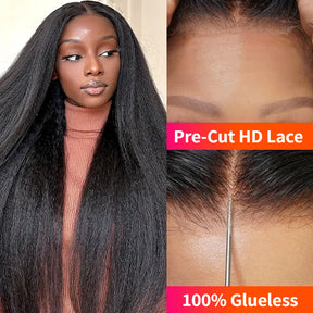 Pre Cut Lace | Kinky Straight Wear & Go Pre-Cut Lace 5x5/4x4 Glueless Wigs with Pre Plucked