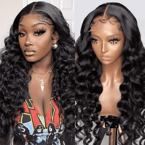 Loose Deep Wave 360 HD Invisible Lace Frontal Human Hair Wigs with Pre Plucked Hairline