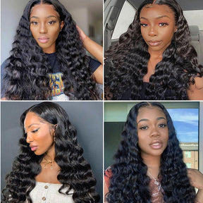 Loose Deep Wave 360 HD Invisible Lace Frontal Human Hair Wigs with Pre Plucked Hairline