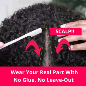 Glueless Jerry Curly V Part Human Hair Wigs Clip and Go Wig Beginner Friendly Protective Style Human Hair Wig