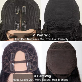 Glueless Deep Wave V Part Human Hair Wigs New Upgrade Airy Cap Clip and Go Wig