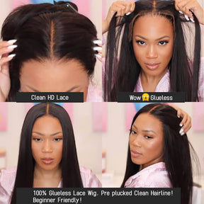 Human Hair HD Lace Front Wig Straight 13x6 13x4 5x5 NEW Clear Lace & Clean Hairline 100% Glueless Wig
