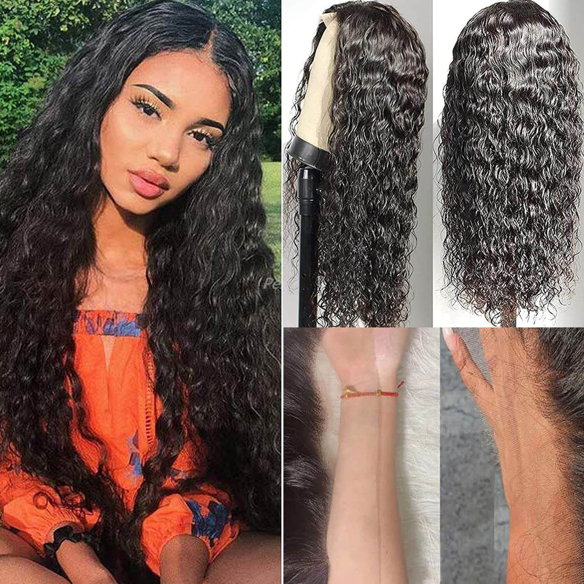 Water Wave HD Invisible Lace Front Human Hair Wigs with Natural Looking Hairline