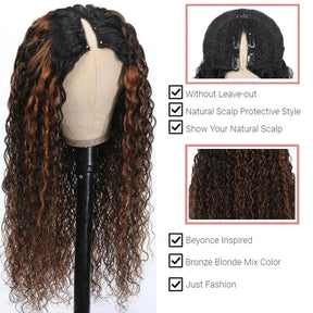 V Part Wigs Human Hair